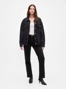 Jeans slim a gamba dritta a vita alta in stile anni ’90
