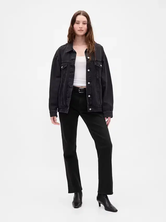 Jeans slim a gamba dritta a vita alta in stile anni ’90