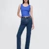 Jeans slim a gamba dritta a vita alta in stile anni ’90
