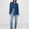 Jeans slim a gamba dritta a vita alta in stile anni ’90