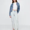 Jeans slim a gamba dritta a vita alta in stile anni ’90