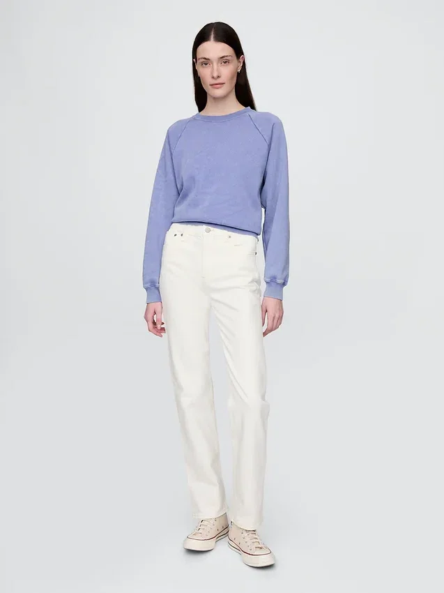 Jeans slim a gamba dritta a vita alta in stile anni ’90