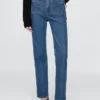 Jeans slim a gamba dritta a vita alta in stile anni ’90
