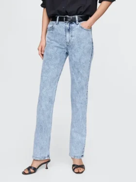 Jeans slim a gamba dritta a vita alta in stile anni ’90