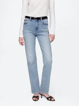 Jeans slim a gamba dritta a vita alta in stile anni ’90