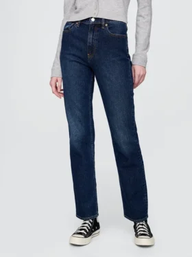 Jeans slim a gamba dritta a vita alta in stile anni ’90