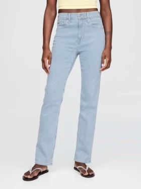 Jeans slim a gamba dritta a vita alta in stile anni ’90