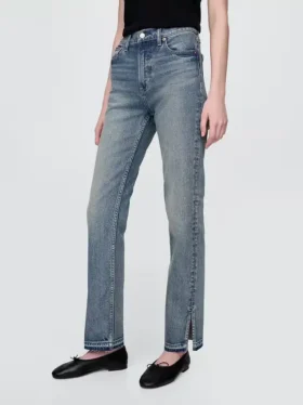 Jeans slim a gamba dritta a vita alta in stile anni ’90
