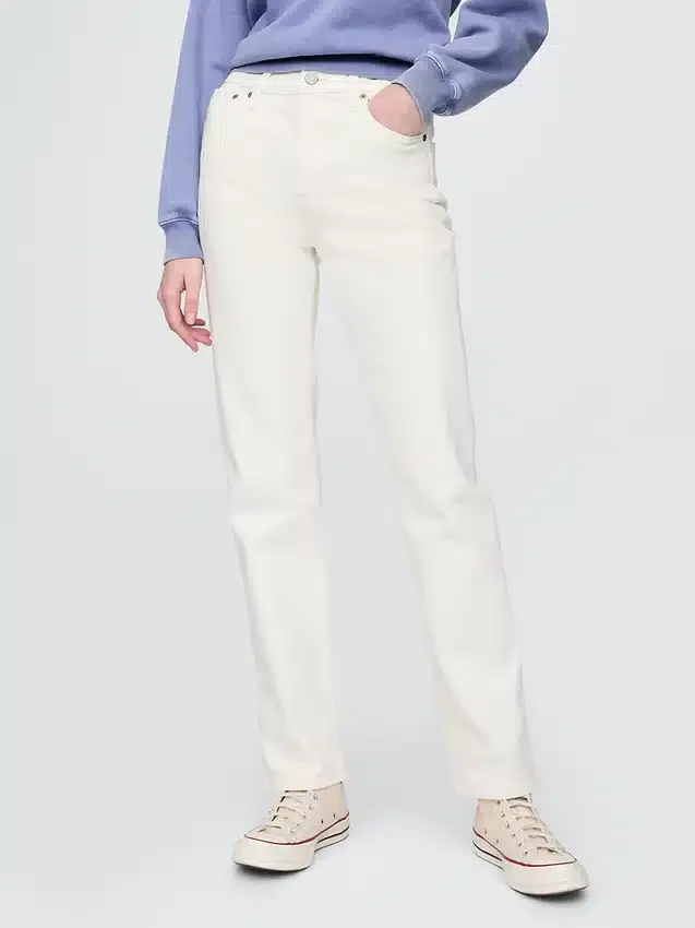 Jeans slim a gamba dritta a vita alta in stile anni ’90