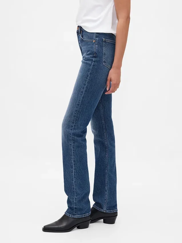 Jeans slim a gamba dritta a vita alta in stile anni ’90