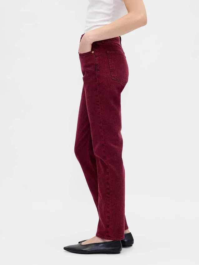 Jeans slim a gamba dritta a vita alta in stile anni ’90