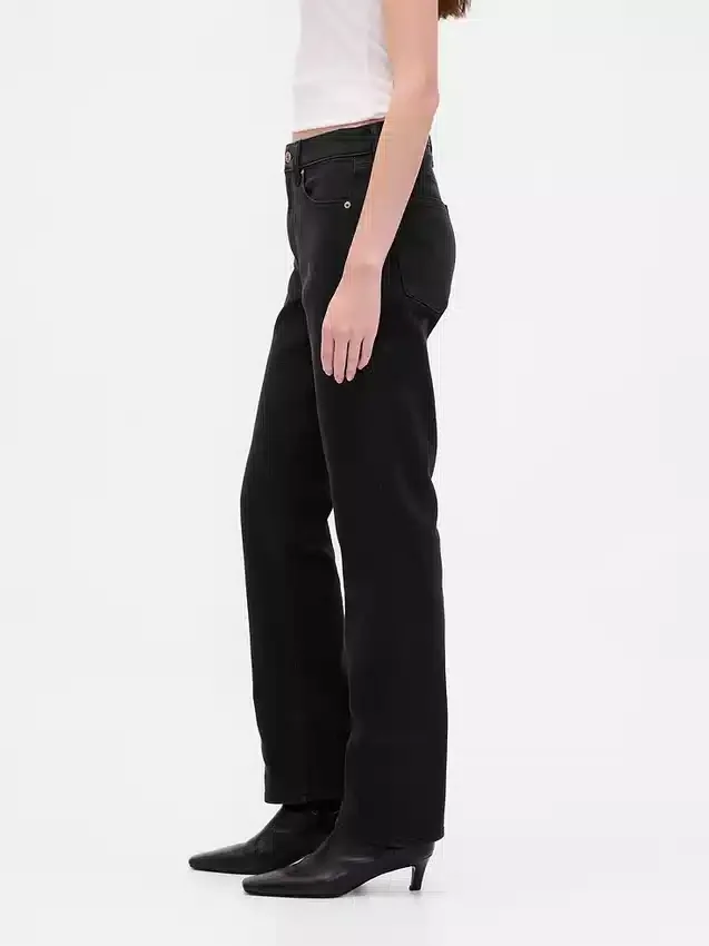 Jeans slim a gamba dritta a vita alta in stile anni ’90