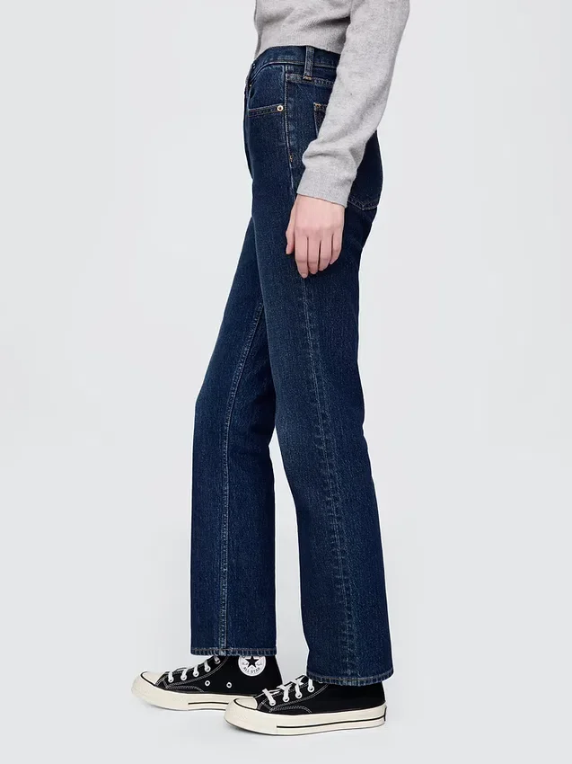 Jeans slim a gamba dritta a vita alta in stile anni ’90