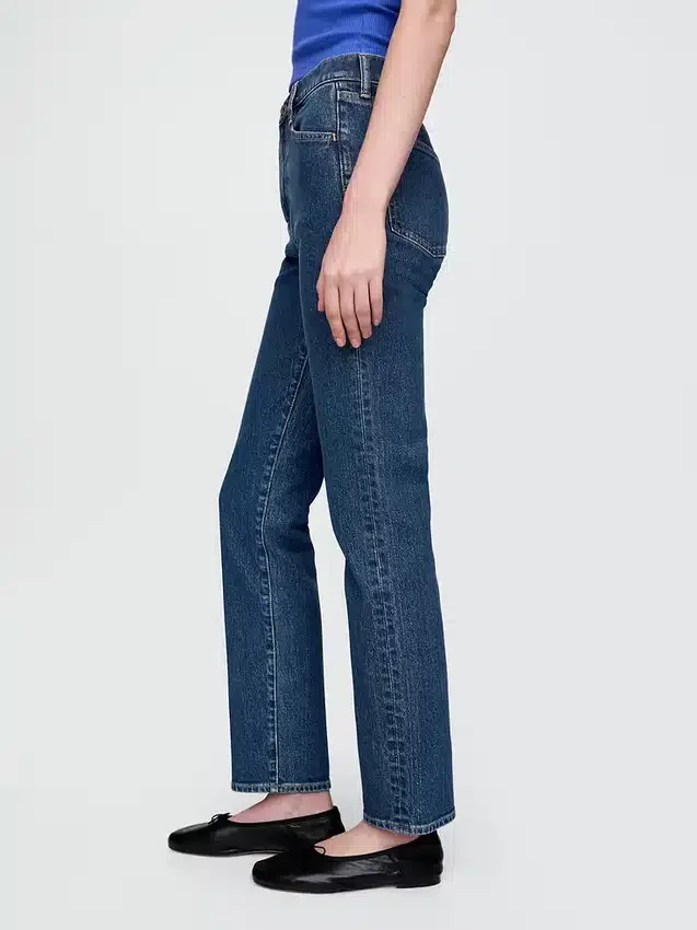 Jeans slim a gamba dritta a vita alta in stile anni ’90