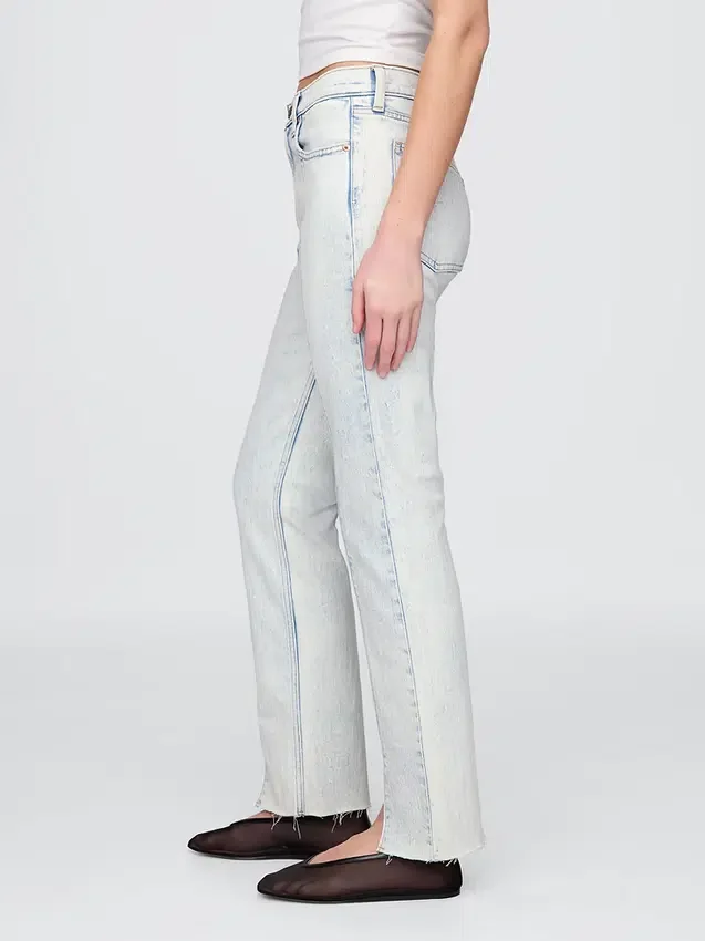 Jeans slim a gamba dritta a vita alta in stile anni ’90