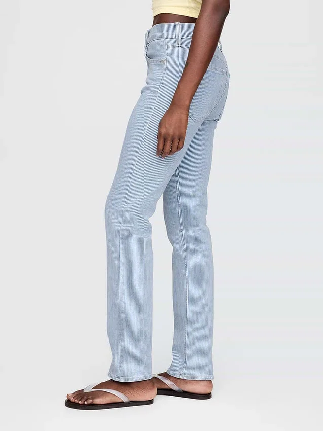 Jeans slim a gamba dritta a vita alta in stile anni ’90