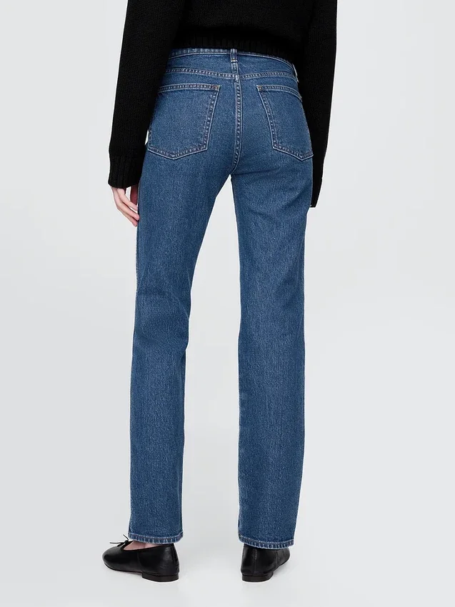 Jeans slim a gamba dritta a vita alta in stile anni ’90