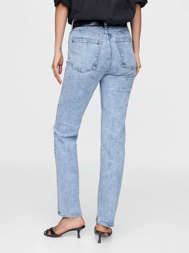Jeans slim a gamba dritta a vita alta in stile anni ’90