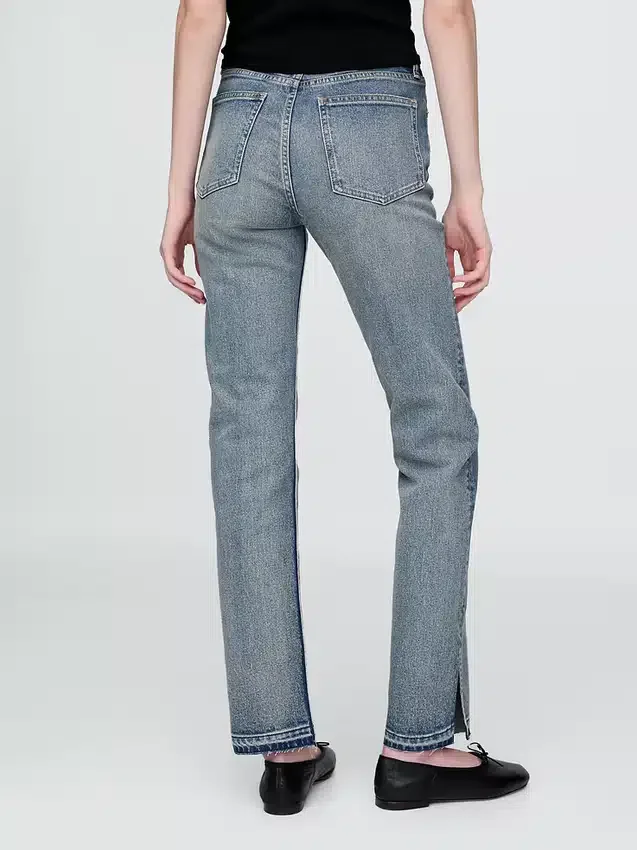 Jeans slim a gamba dritta a vita alta in stile anni ’90