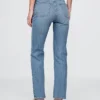 Jeans slim a gamba dritta a vita alta in stile anni ’90