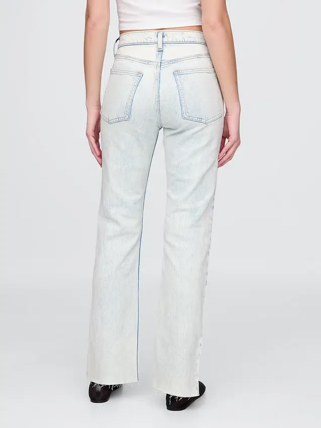Jeans slim a gamba dritta a vita alta in stile anni ’90