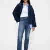 Jeans slim a gamba dritta a vita alta in stile anni ’90