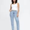 Jeans slim a gamba dritta a vita alta in stile anni ’90