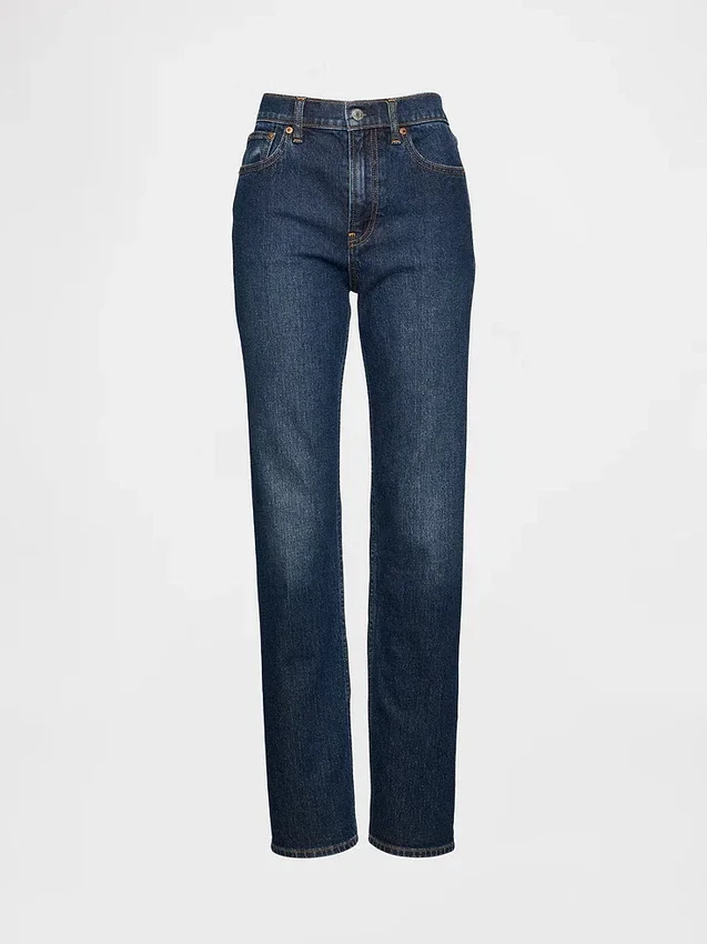 Jeans slim a gamba dritta a vita alta in stile anni ’90