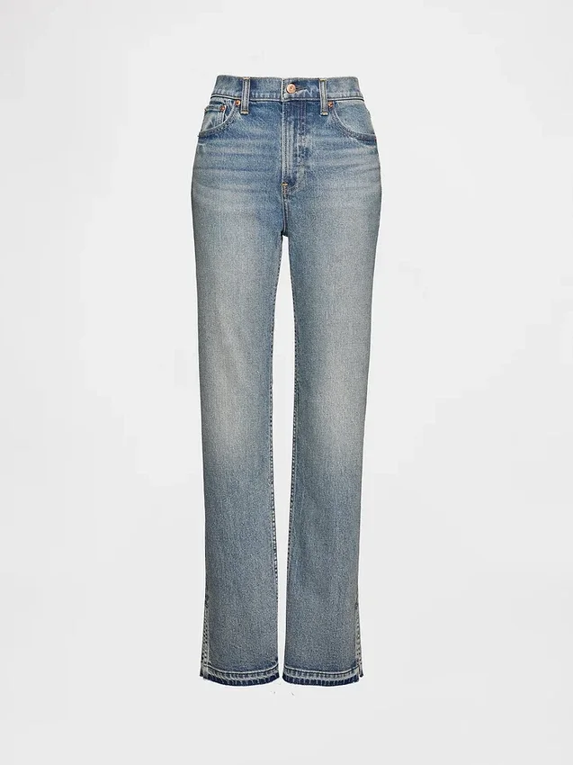 Jeans slim a gamba dritta a vita alta in stile anni ’90
