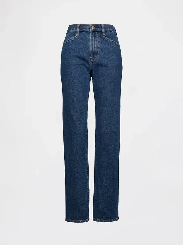 Jeans slim a gamba dritta a vita alta in stile anni ’90
