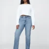 Jeans slim a gamba dritta a vita alta in stile anni ’90