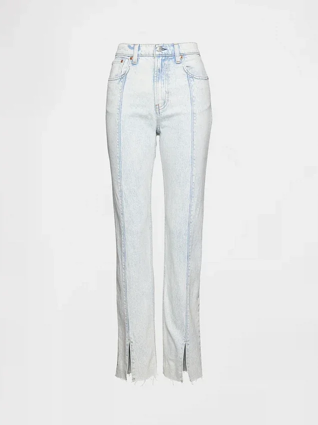 Jeans slim a gamba dritta a vita alta in stile anni ’90