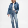 Jeans slim a gamba dritta a vita alta in stile anni ’90