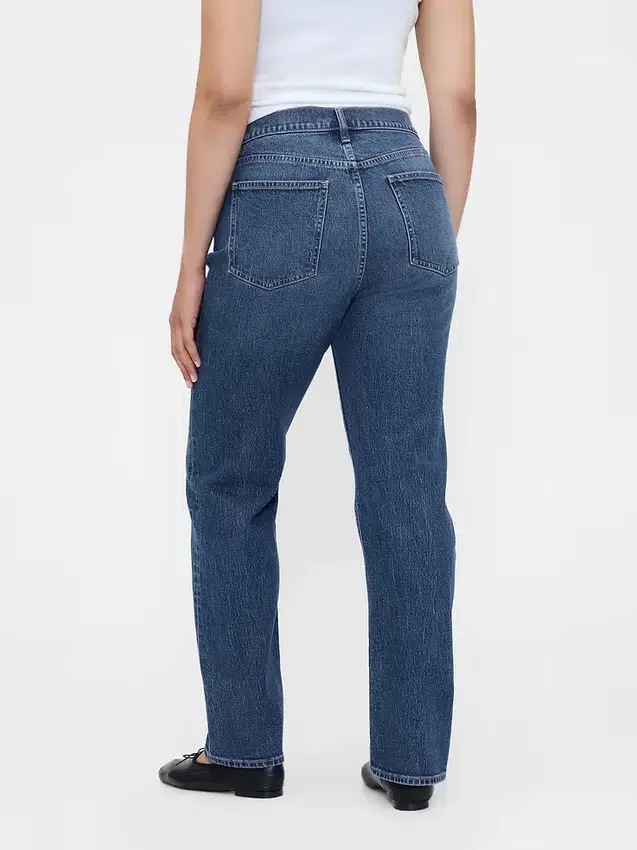 Jeans slim a gamba dritta a vita alta in stile anni ’90