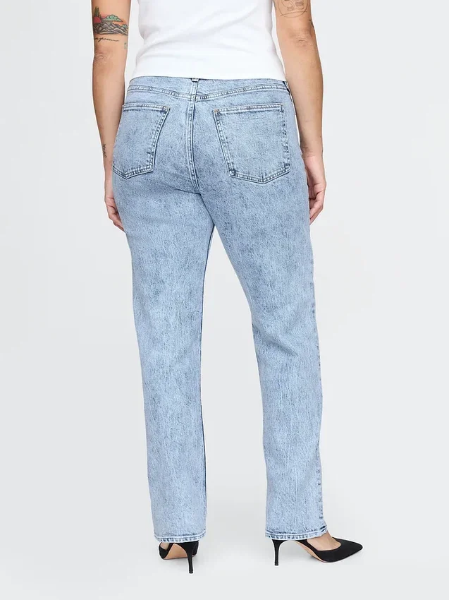 Jeans slim a gamba dritta a vita alta in stile anni ’90