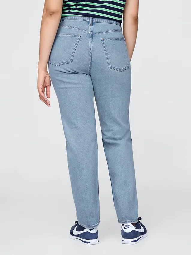 Jeans slim a gamba dritta a vita alta in stile anni ’90
