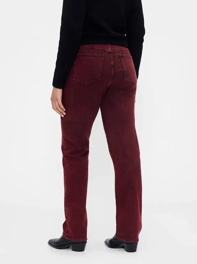 Jeans slim a gamba dritta a vita alta in stile anni ’90