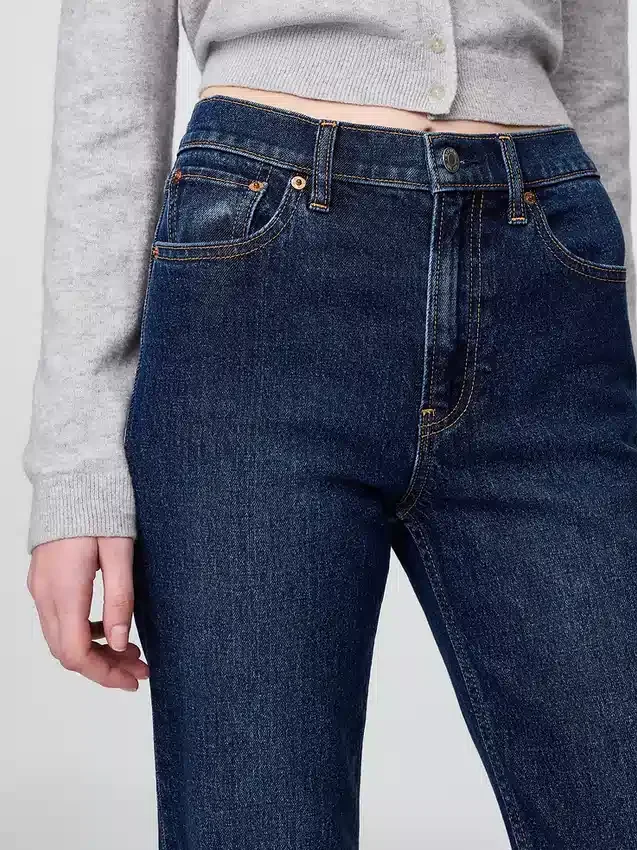 Jeans slim a gamba dritta a vita alta in stile anni ’90