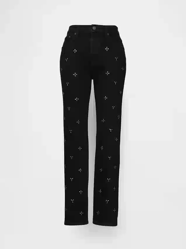 Jeans slim a gamba dritta a vita alta in stile anni ’90
