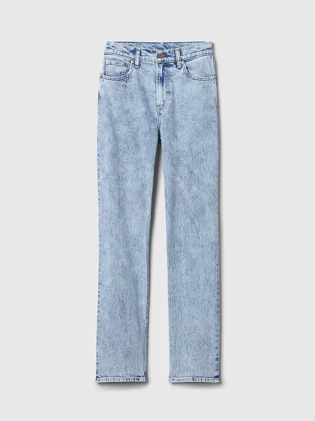 Jeans slim a gamba dritta a vita alta in stile anni ’90