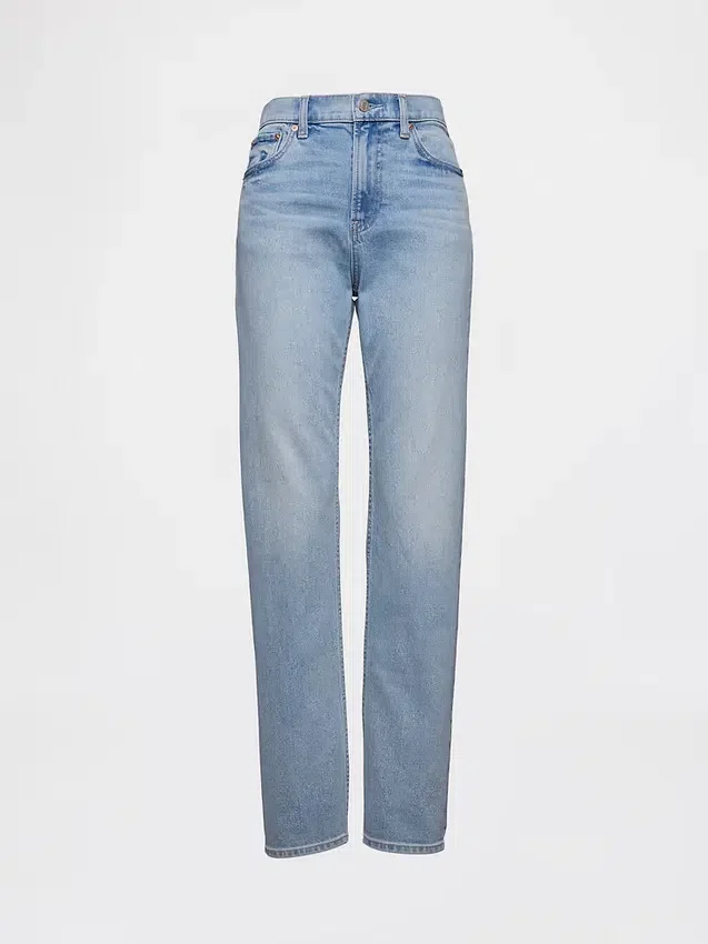 Jeans slim a gamba dritta a vita alta in stile anni ’90