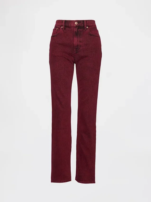 Jeans slim a gamba dritta a vita alta in stile anni ’90