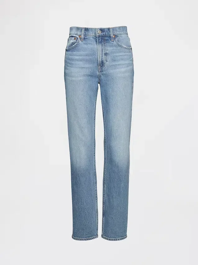 Jeans slim a gamba dritta a vita alta in stile anni ’90