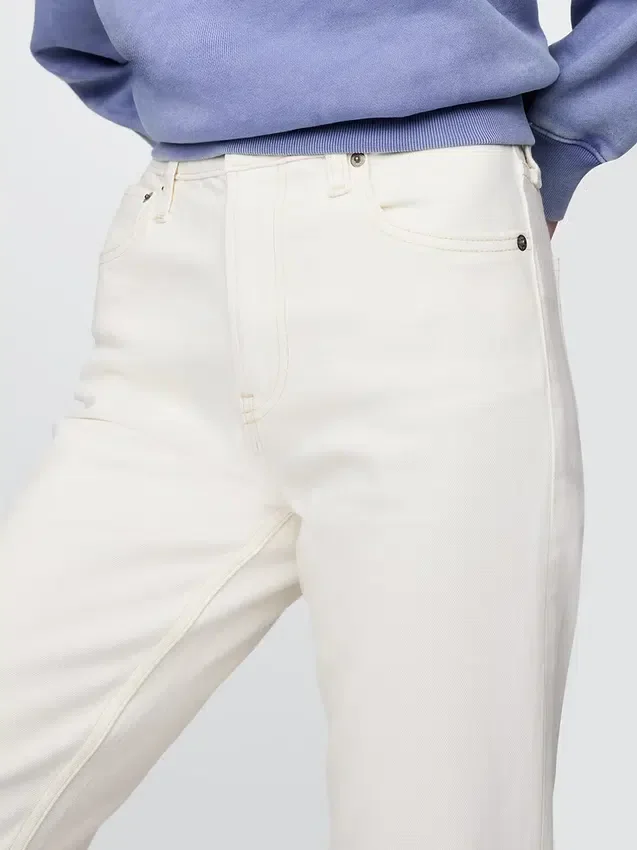 Jeans slim a gamba dritta a vita alta in stile anni ’90