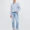 Jeans slim dritti a vita alta con risvolto in stile anni '90
