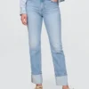 Jeans slim dritti a vita alta con risvolto in stile anni '90