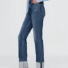 Jeans slim dritti a vita alta con risvolto in stile anni '90