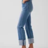 Jeans slim dritti a vita alta con risvolto in stile anni '90