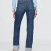 Jeans slim dritti a vita alta con risvolto in stile anni '90
