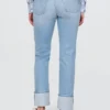 Jeans slim dritti a vita alta con risvolto in stile anni '90